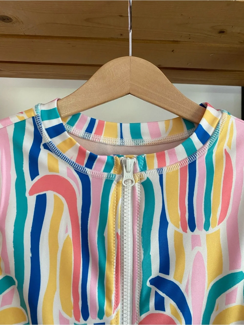 Tea Collection Rainbow Stripe Print Long Sleeve Rashguard One Piece Swimsuit 12
